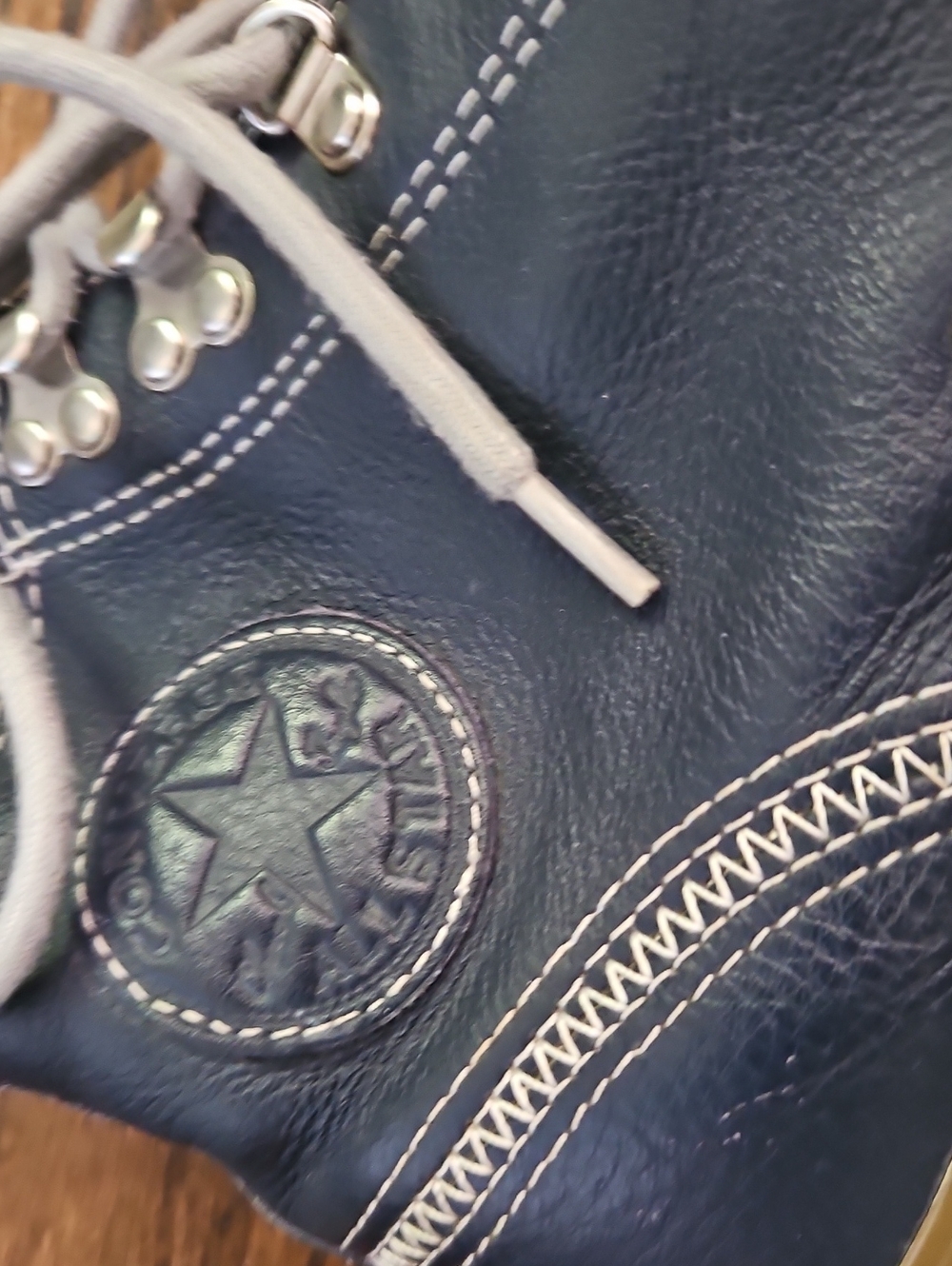 Converse Men's Navy Leather High-Top Sneakers - Picture 7 of 9